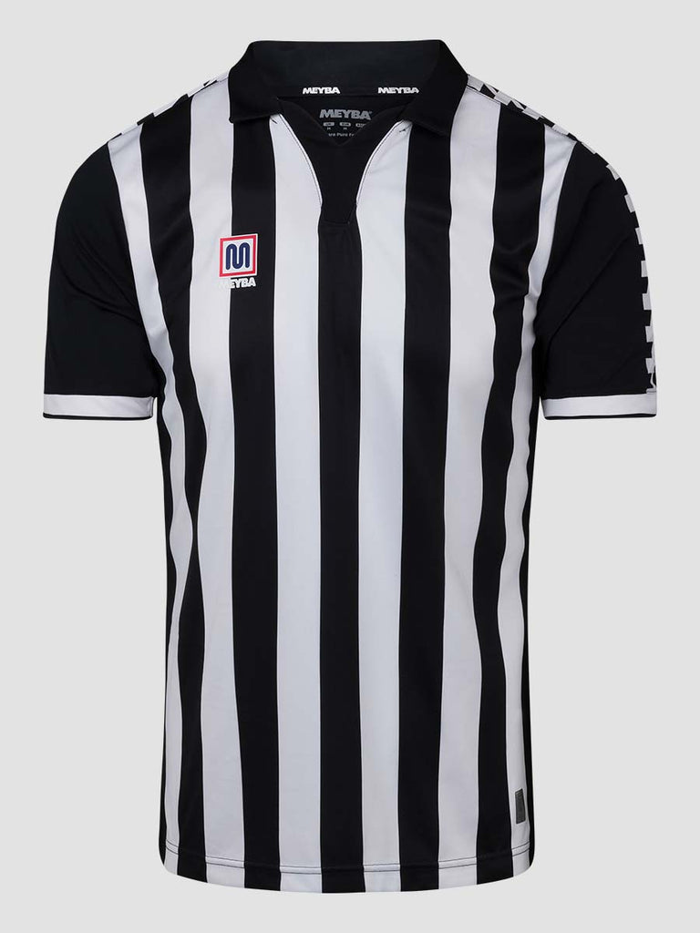 Meyba Men's Black & White Alpha Stripe Football Match Jersey - front image