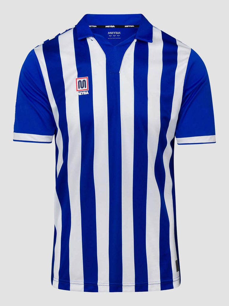 Meyba Men's Blue & White Alpha Stripe Football Match Jersey - front image