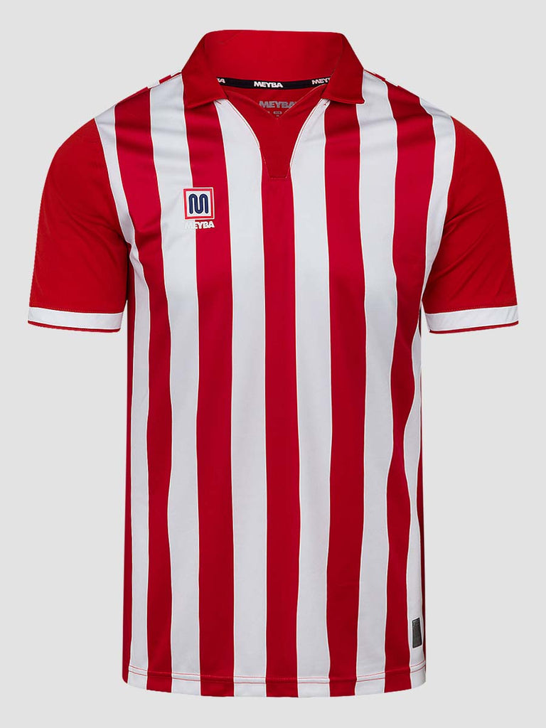 Meyba Men's Red & White Alpha Stripe Football Match Jersey - front image