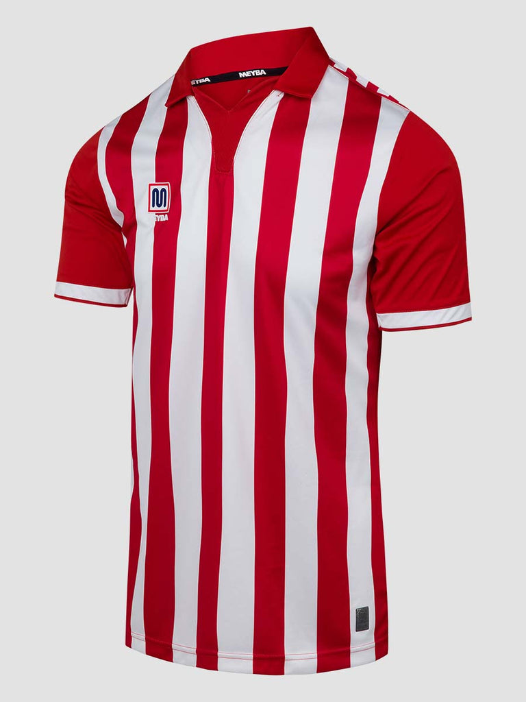 Meyba Men's Red & White Alpha Stripe Football Match Jersey - side image
