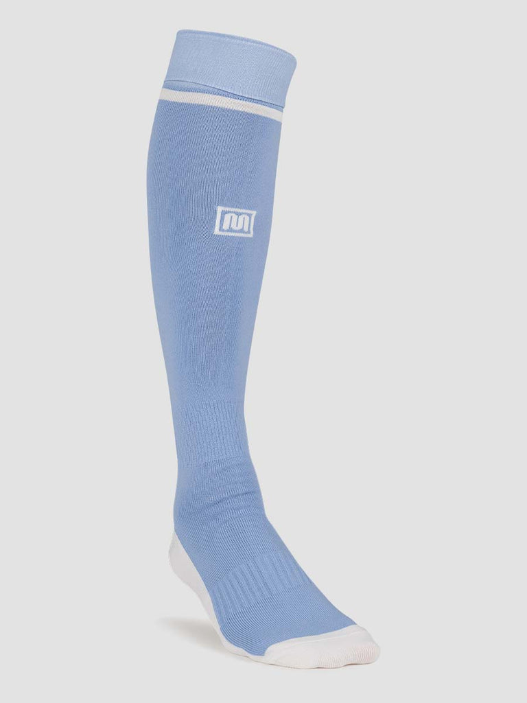 Meyba Men's Sky Blue & White Players Football Socks - front angle