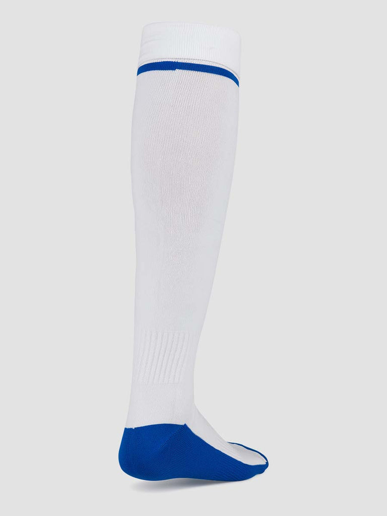 Meyba Men's White & Royal Blue Players Football Socks - back angle
