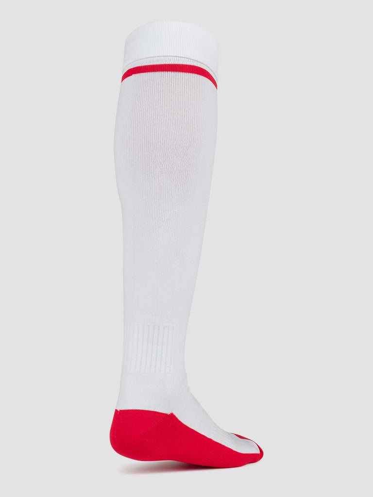 Meyba Men's White & Red Players Football Socks - back angle