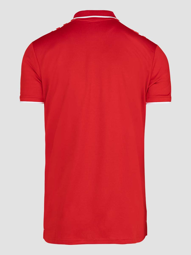 Men's Red Polyster Shift Football Polo - back angle